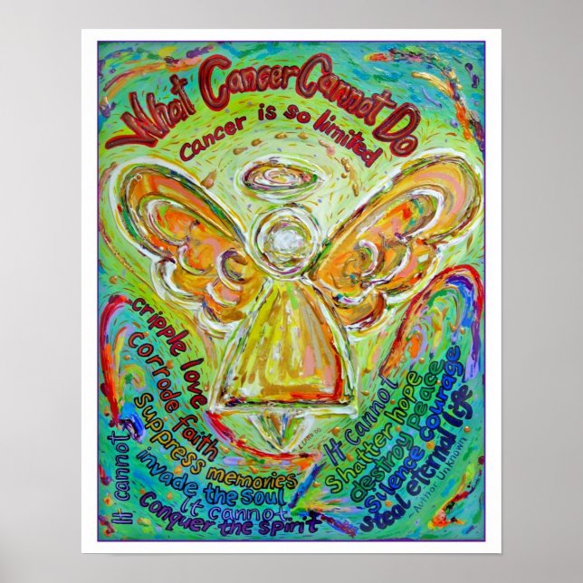 Impresión de Poster de ángel de cáncer de arco iri (Frente)