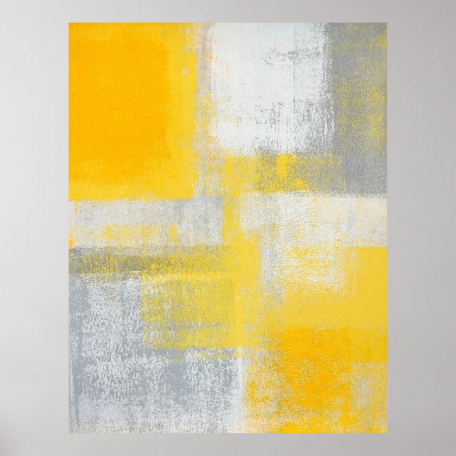Impresión de Poster de arte abstracto gris y amari (Frente)