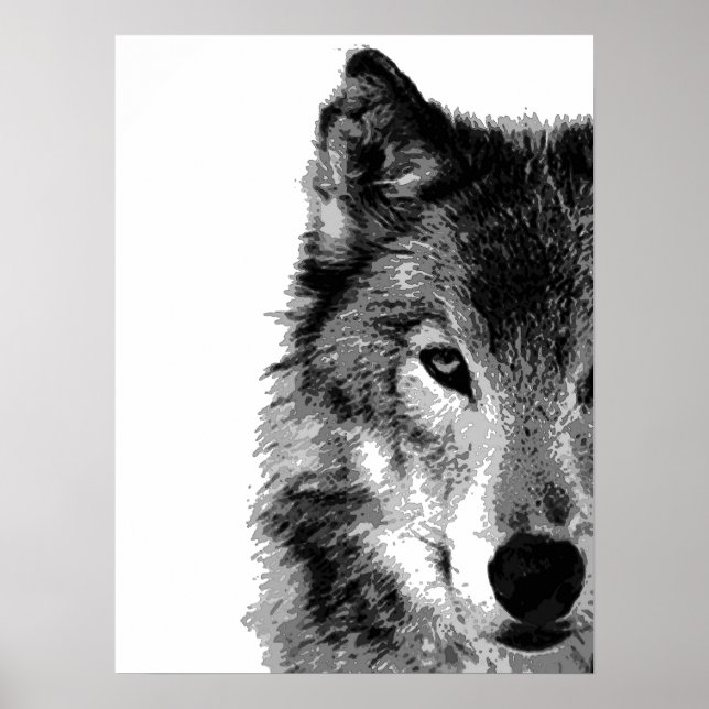 Impresión de Poster de arte de ojos de lobo gris (Frente)