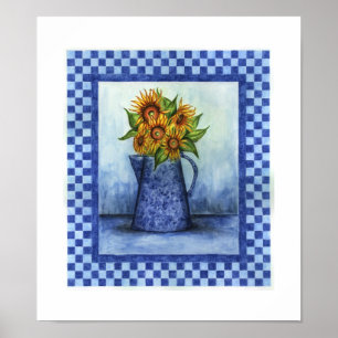 Impresión de Poster de arte folclórico de Sunflowe