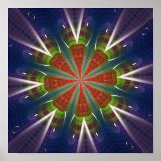 Impresión de Poster de arte fractal morado rojo y 