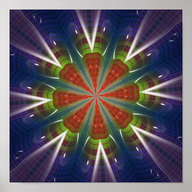 Impresión de Poster de arte fractal morado rojo y  (Frente)