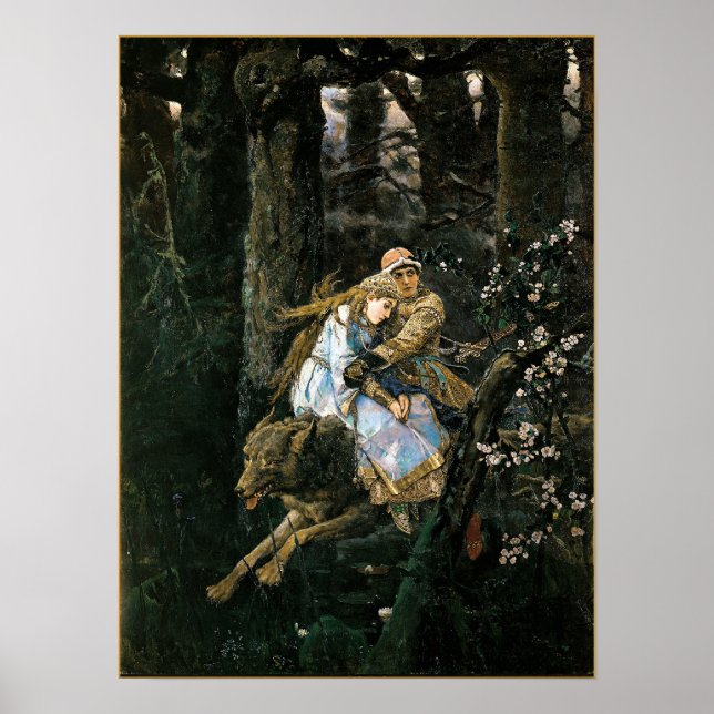 Impresión de Poster de arte Gray Wolf Fantasy (Frente)