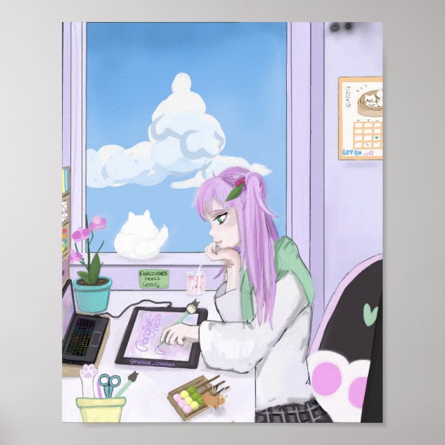 Impresión de Poster de arte kawaii - por Nephele (Frente)