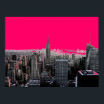 Impresión de Poster de Arte Pop Rojo en Nueva York<br><div class="desc">Rojo - Blanco y negro Nueva York City - Manhattan Skyscrapers Imagen de arte digital</div>