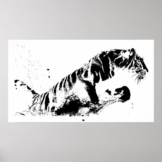 Impresión de Poster de ataque de tigres - Silueta  (Frente)