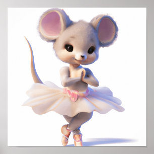 Impresión de póster de bailarina de ratón bebé