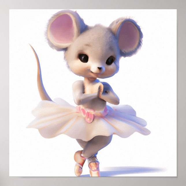 Impresión de poster de bailarina de ratón bebé (Frente)