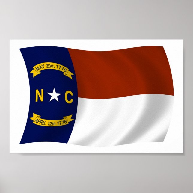 Impresión de Poster de bandera de Carolina del Nor (Frente)