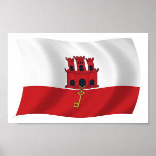 Impresión de Poster de bandera de Gibraltar