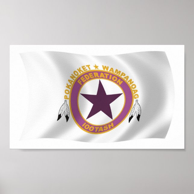 Impresión de Poster de bandera de la tribu Wampano (Frente)