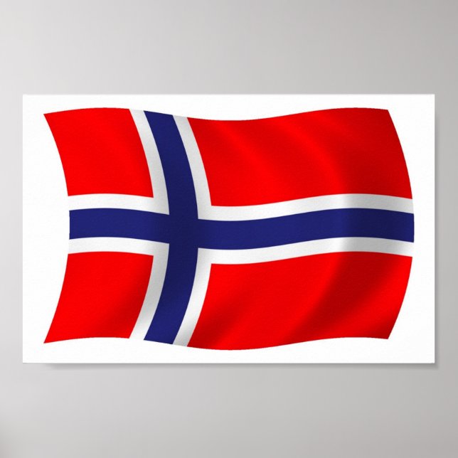 Impresión de Poster de bandera de Noruega (Frente)