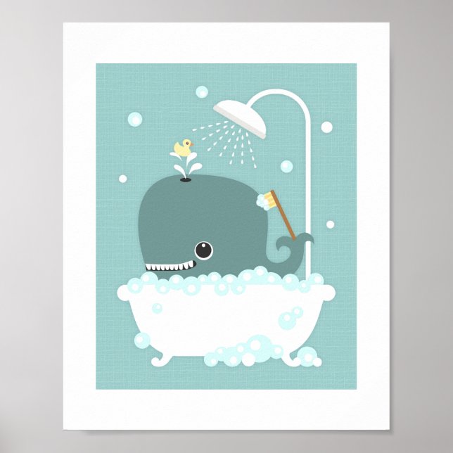 Impresión de Poster de baño de burbujas de ballena (Frente)