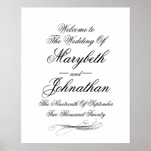 Impresión de Poster de bienvenida de Boda de calig