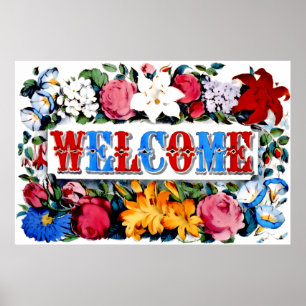 Impresión de Poster de bienvenida de Floral de Vin
