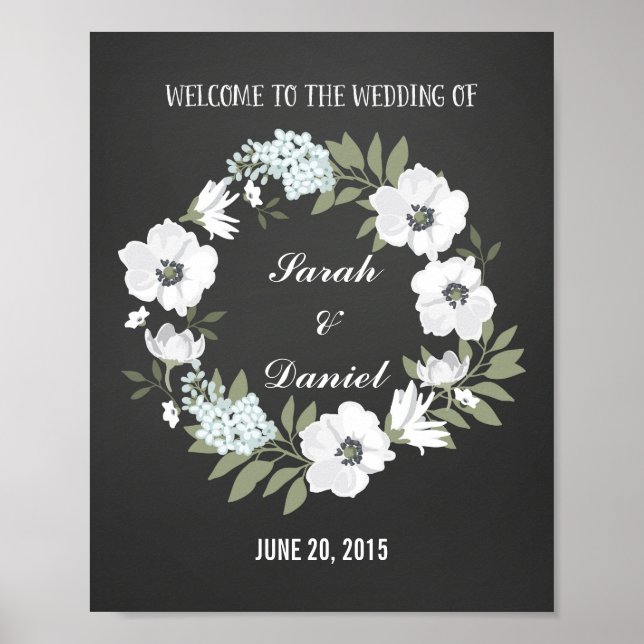 Impresión de Poster de bienvenida en blanco y negr (Frente)