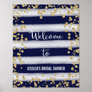 Impresión de Poster de bienvenida naval y oro