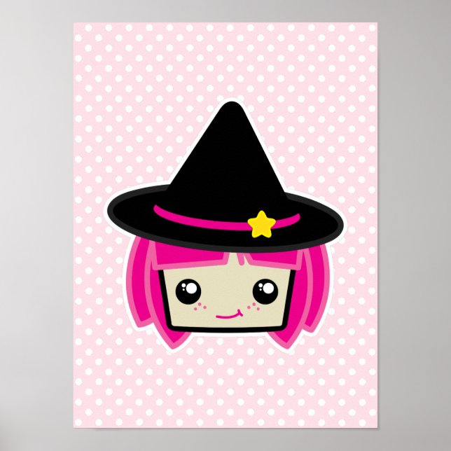 Impresión de Poster de brujas rosa de Kawaii (Frente)