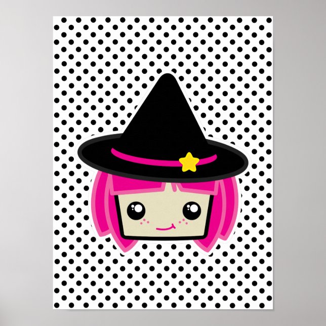 Impresión de Poster de brujas rosa de Kawaii (Frente)