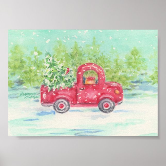 Impresión de Poster de Camión Rojo de navidades (Frente)