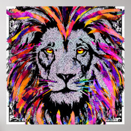 Impresión de Poster de cara de león - Dibujos de l