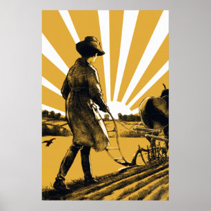 Impresión de Poster de Chica de arado de vintage