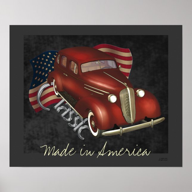 Impresión de Poster de coche clásico americano (Frente)