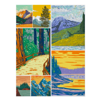 Impresión de Poster de Collage forestal inspirado 