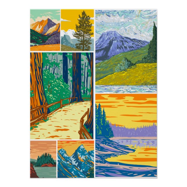 Impresión de Poster de Collage forestal inspirado  (Anverso)