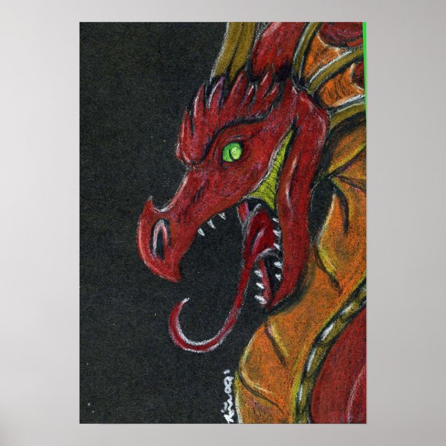 Impresión de Poster de dragón de fuego (Frente)
