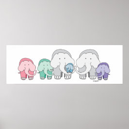 Impresión de Poster de familia elefante