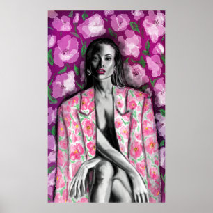 Impresión de Poster de fantasía de mujer floral - 