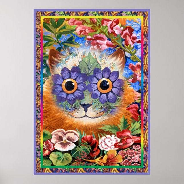 Impresión de Poster de gato de flor funky Wain (Frente)