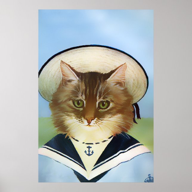 Impresión de Poster de gato de marinero de época (Frente)