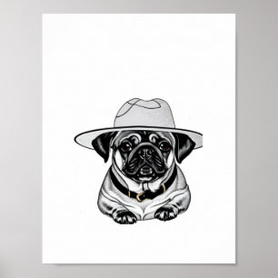 Impresión de Poster de Gorra de pug de cuajo