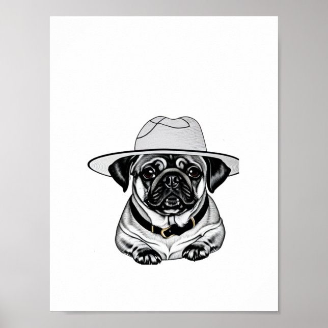 Impresión de Poster de Gorra de pug de cuajo (Frente)