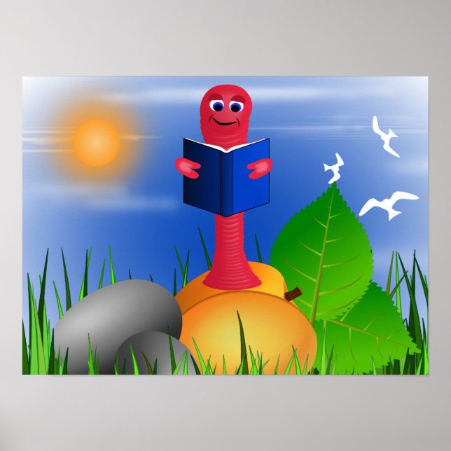 Impresión de Poster de gusanos de librería de libr (Frente)