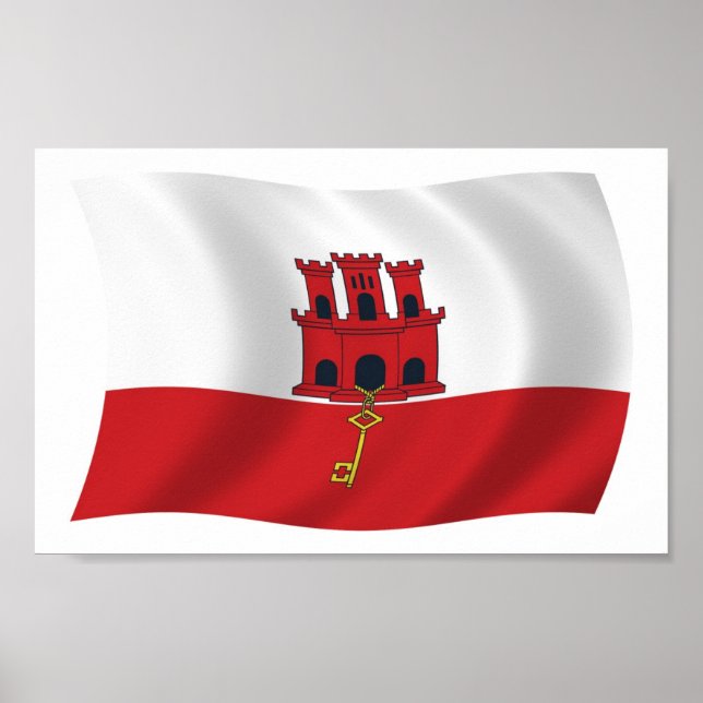 Impresión de póster de la bandera de Gibraltar (Frente)