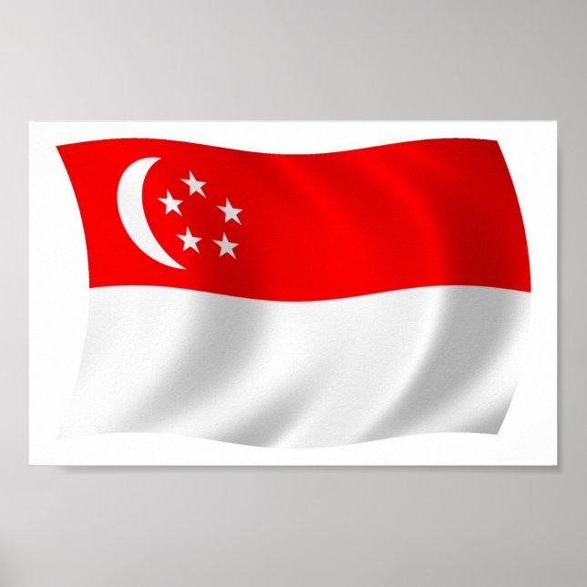Impresión de póster de la bandera de Singapur (Frente)