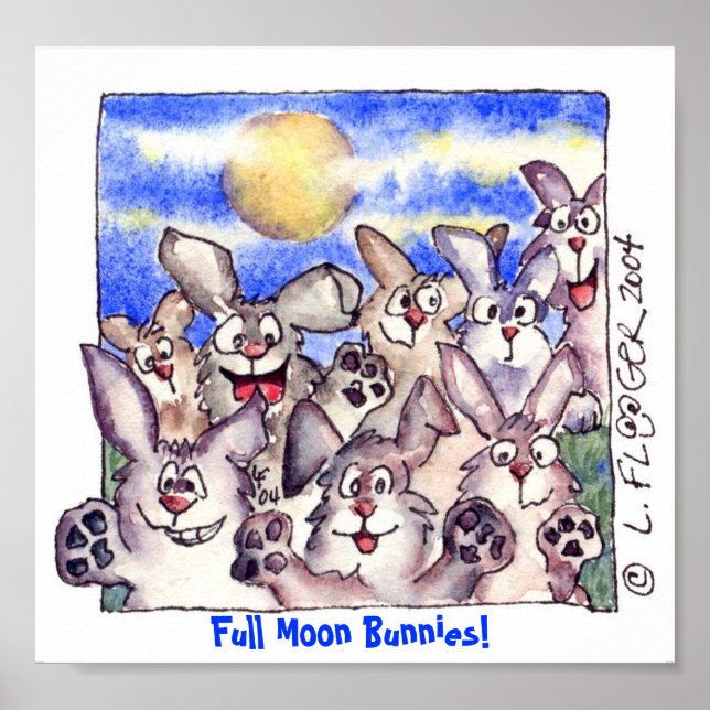 Impresión de Poster de la luna llena de conejo Per (Frente)