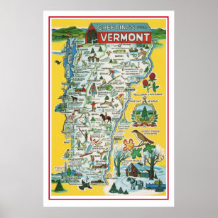 Impresión de Poster de mapa de Vermont