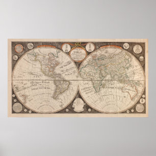 Impresión de poster de mapas del continente del vi