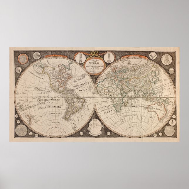 Impresión de poster de mapas del continente del vi (Frente)