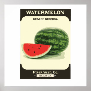 Impresión de Poster de Melón de agua retro