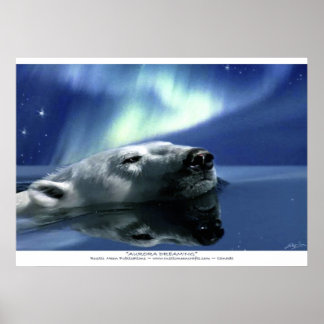 Impresión de Poster de Oso Polar de Natación y Aur