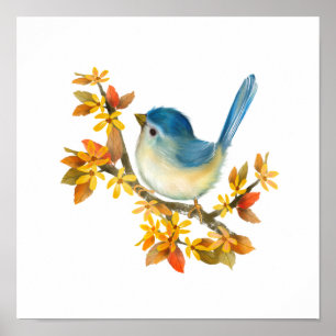 Impresión de Poster de pájaro azul