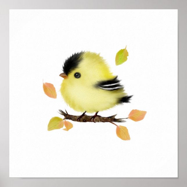 Impresión de Poster de pájaros Cute Goldfinch (Frente)