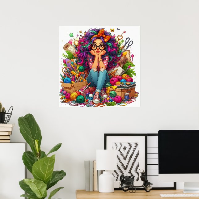Impresión de Poster de pared Chica de artesonado a (Oficina en casa)