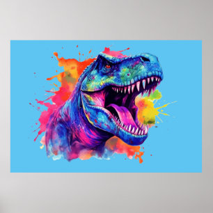 Impresión de Poster de pared de dinosaurios colori