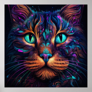 Impresión de Poster de pared de la cara de un gato